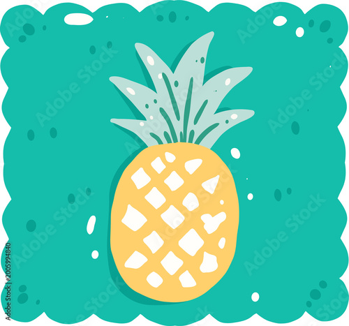 Tropical Pineapple Patchwork Clipart