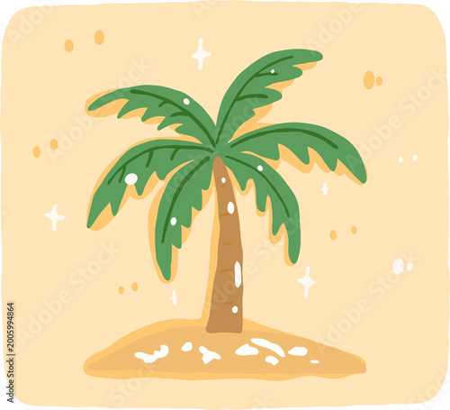 Tropical Palm Tree Patchwork Clipart