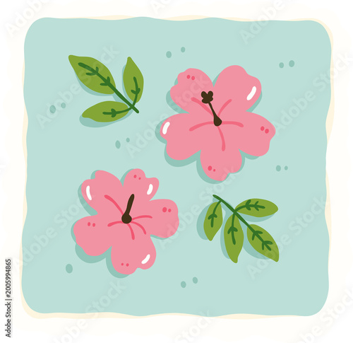 Tropical Flower Patchwork Clipart