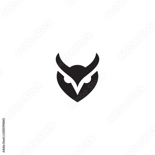 Minimalist Owl Head Logo – Modern Black Animal Emblem