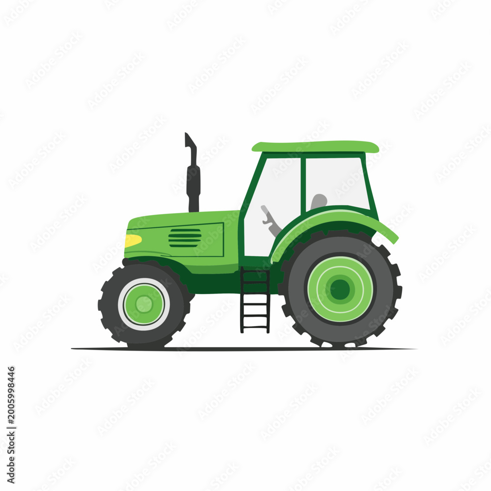 Obraz premium Green Tractor Illustration