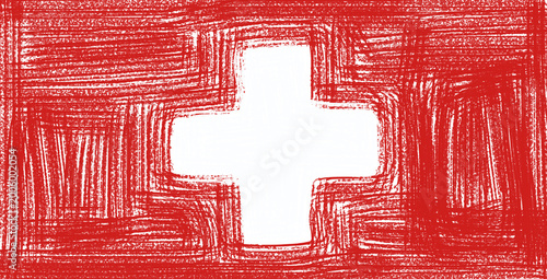 Switzerland flag with a textured brush stroke effect