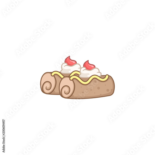 Swiss Roll Cake with Cream Swirls Illustration