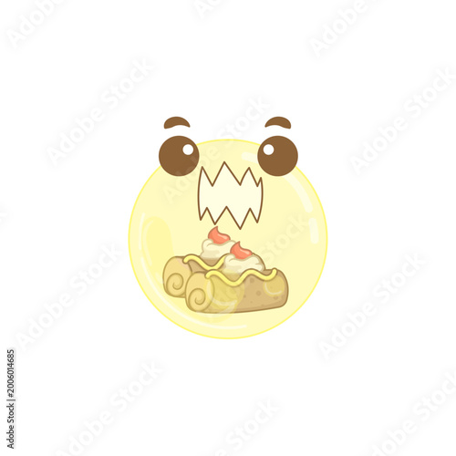Swiss Roll Cake Inside a Rounded Transparent Monster Illustration