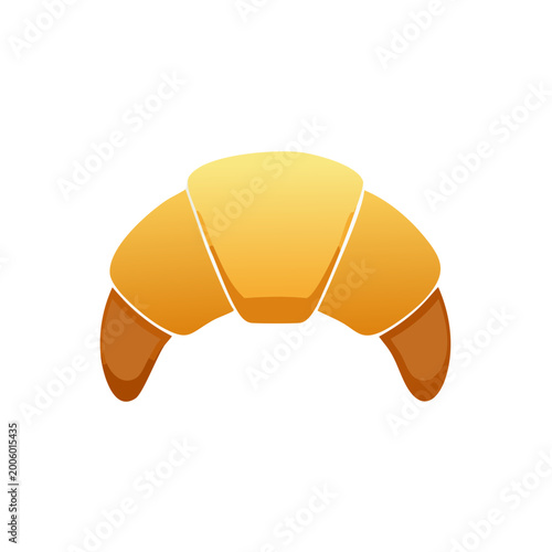 Golden Croissant Pastry Isolated on White Background, Minimalist Food Illustration