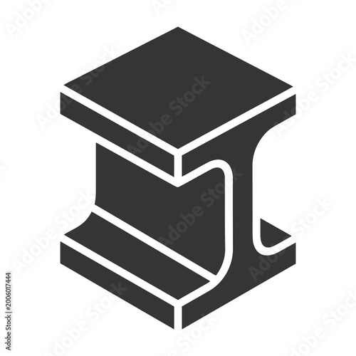 Bilde på lerret Black I-beam steel profile icon