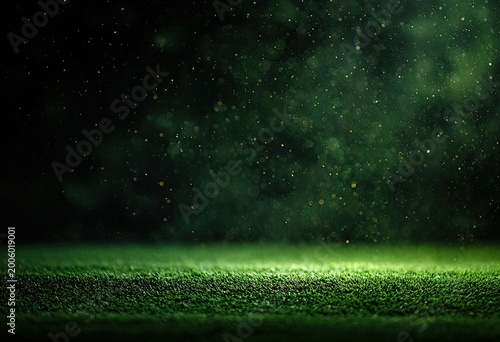 Dusty green background with illuminated grass foreground