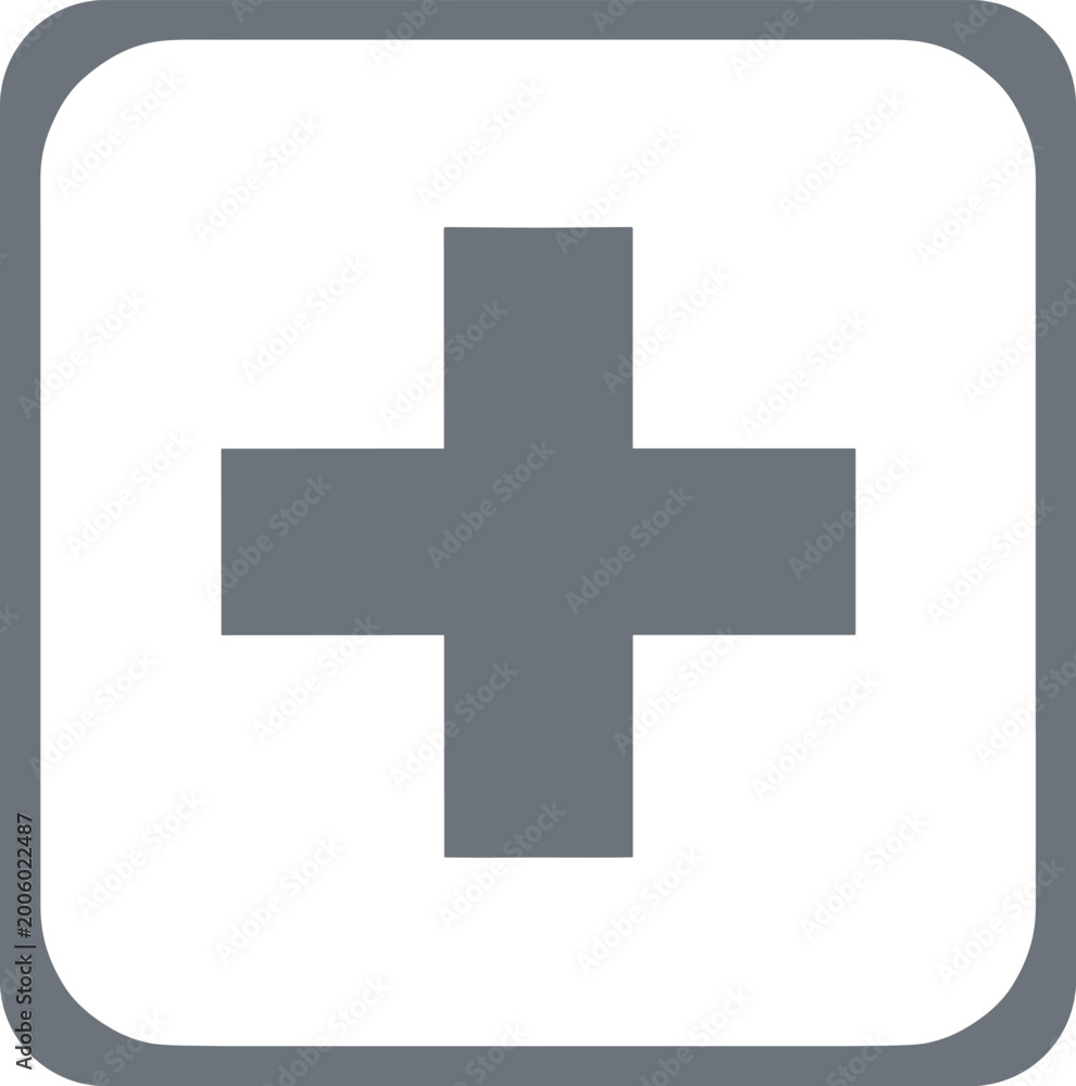 Fototapeta premium Add plus icon vector in rounded square for create new add item and user interface action button design