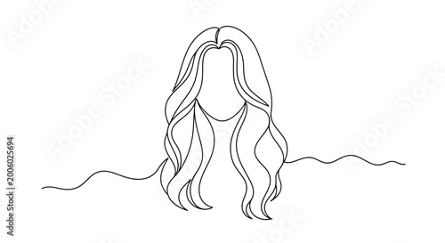 Εκτύπωση καμβά Minimalist continuous line drawing of woman's long wavy hair