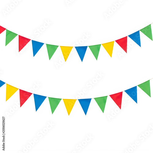 Colorful triangular bunting flags in a row