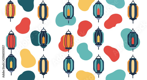 Obraz na plátně Colorful Lanterns Pattern