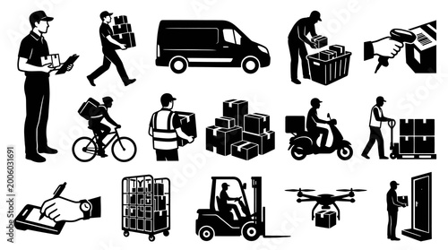 Delivery Service Icons: Logistics, Shipping, Courier, Transportation, Modern Business Icons