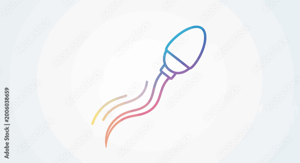 Fototapeta premium Sperm cell icon, abstract colorful gradient, science and fertility concept