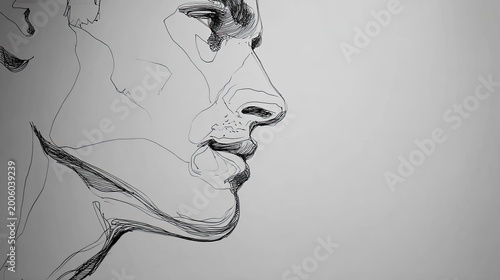 Minimalist profile portrait sketch captures human likeness using bold black ink lines