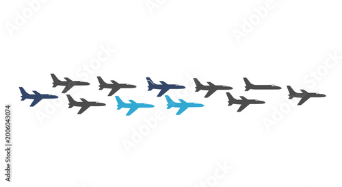 Картината върху платно Formation of Jet Airplanes Flying in Formation