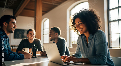 Diverse professionals collaborating productively