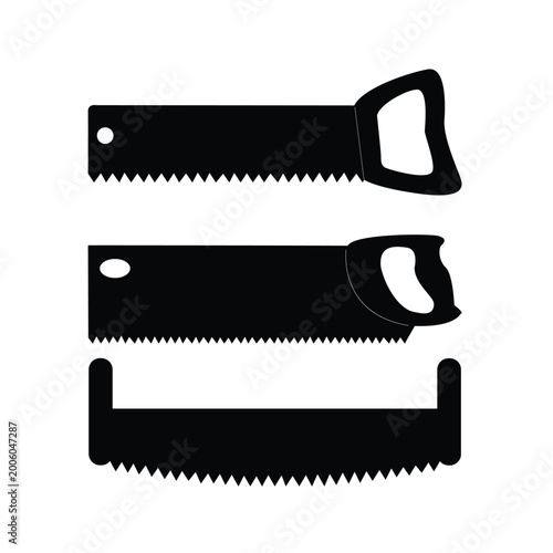 Hacksaw black silhouette illustration on white background vol 07