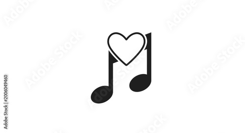 Foto Music Note with Heart Symbol.