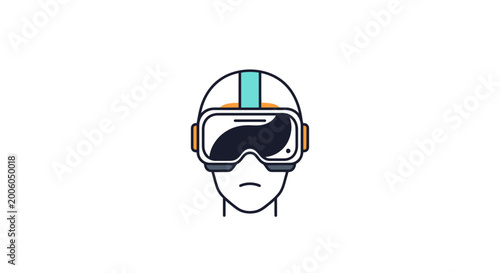 Tableau sur toile Person Wearing Ski Goggles Helmet.