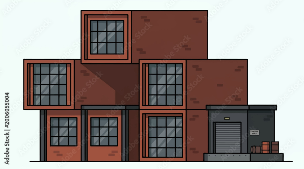 Naklejka premium Industrial Loft Style Brick Building Vector