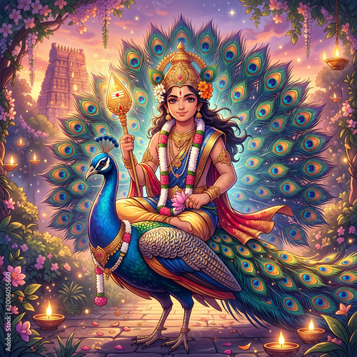 Lord Murugan Seated Gracefu...