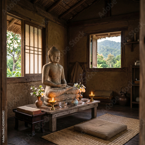 Meditating Buddha Statue in...