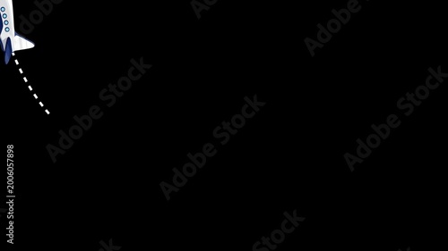 Side view of passenger airplane or aircraft with undercarriage on animation video