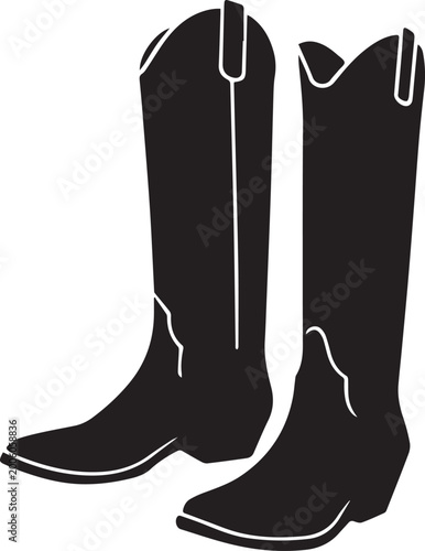 cowboy boots western footwear western boots silhouette vector, black and white silhouette vector illustration