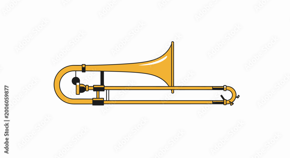 Fototapeta premium Golden Trumpet Musical Instrument Illustration.