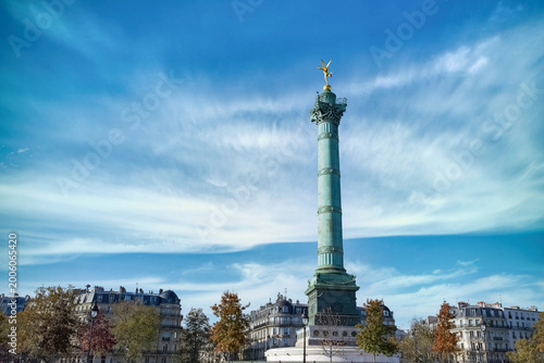 Paris, place de la Bastille, column with statue of the golden angel