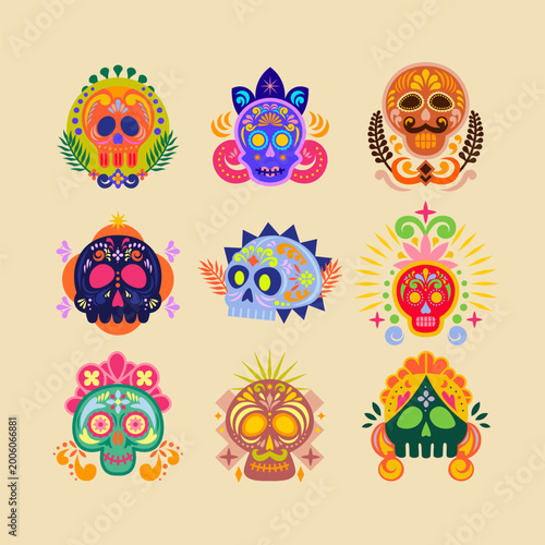 Mexican Object Skull Skeleton Illustration