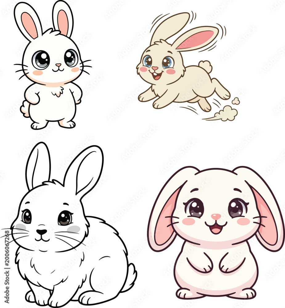 Obraz premium Rabbit cartoon on white background