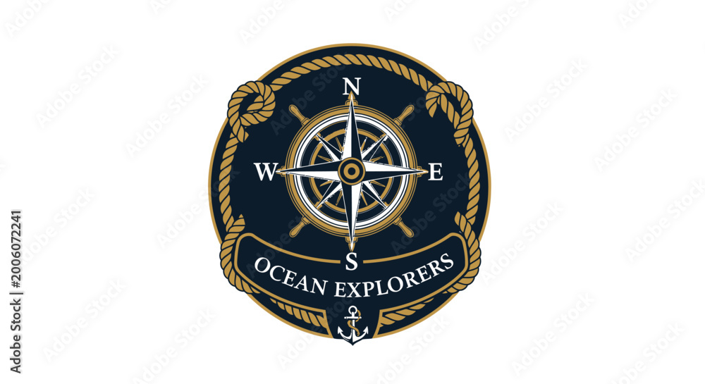 Fototapeta premium Ocean Explorers Compass Logo Emblem.