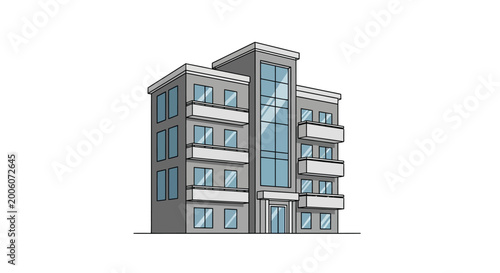 Modern Multi Story Urban Building Structure.