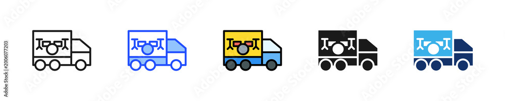 Naklejka premium Music Truck Icon Collection With Multiple Styles