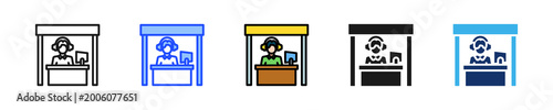 Foto Interpreter Booth Icon Collection With Multiple Styles