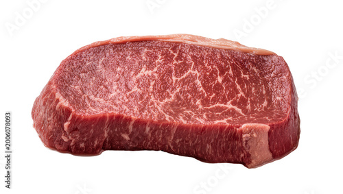 Fotografía Raw marbled beef steak with thick fat cap, isolated on transparent background