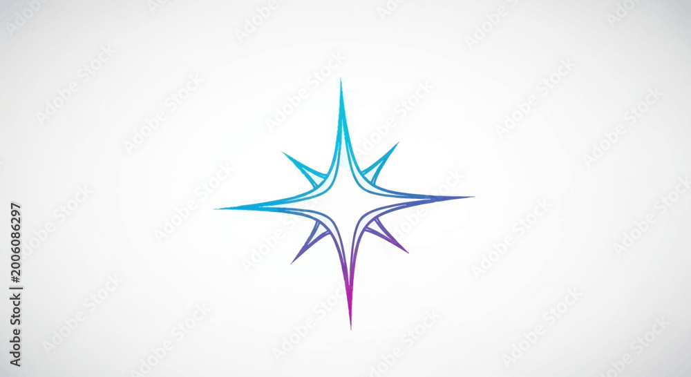 Fototapeta premium Abstract Starburst Logo, Geometric Shape, Gradient Blue Purple, Minimalist Design