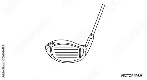 Minimalist Line Art Illustration of a Golf Driver Club Head