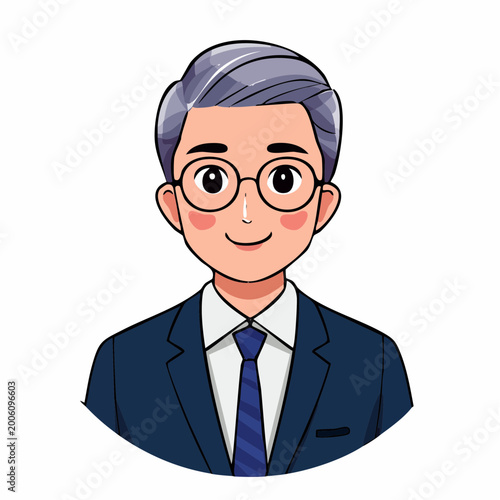 Fotografi Smiling Businessman Wearing Glasses Suit.