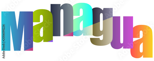 Fotografia Colorful gradient text design featuring the word Managua isolated background