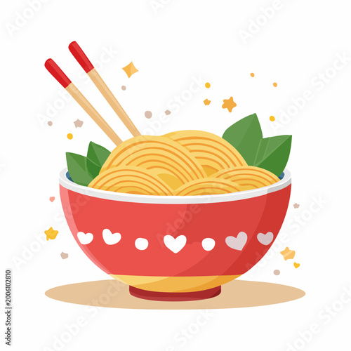 Bowl of Noodles with Chopsticks