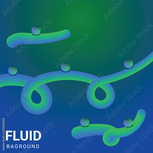 Abstract vector background with blue circles and aqua water bubbles featuring a wave pattern and light curves for a modern nature design illustration.