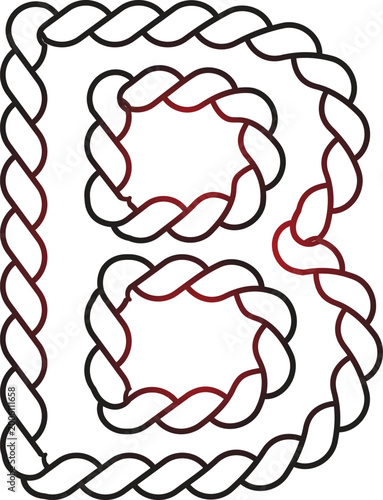 Braided letter b with red gradient alphabet