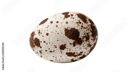 Fotografía Speckled brown and white quail egg, isolated on transparent background