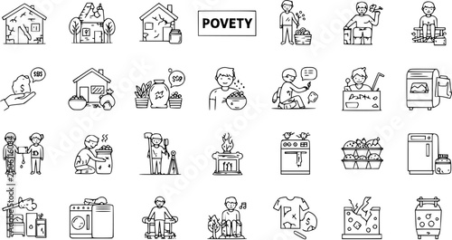 Photos Poverty Line Icons Set