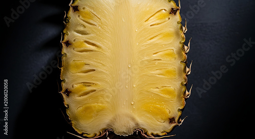 Fresh pineapple slice on dark background