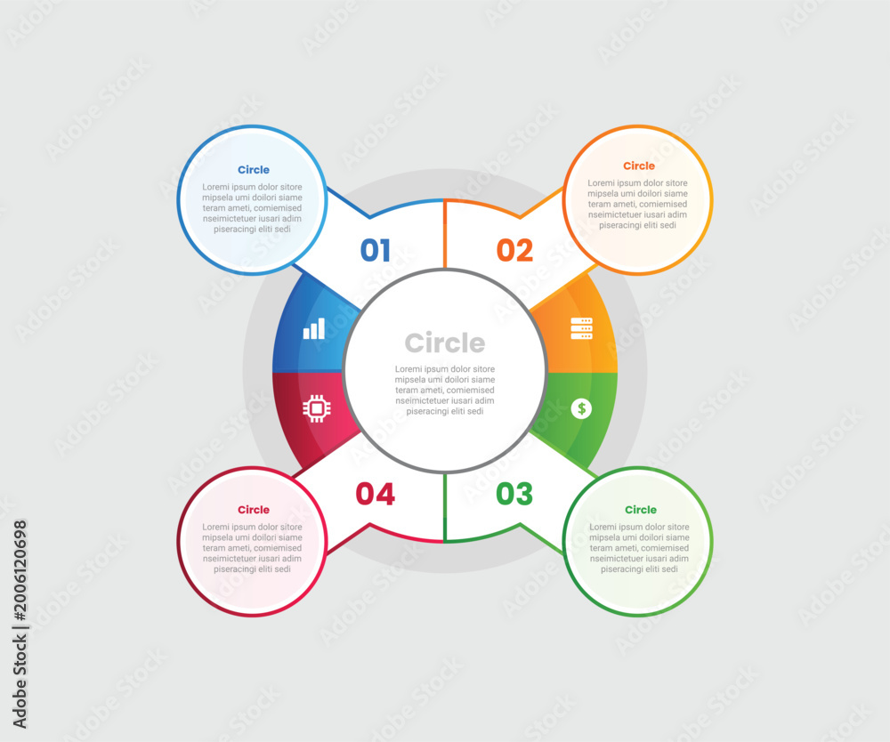 Foto Circle base infographic with gradient style with circular cycle sharp axe shape