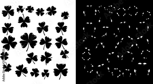 Cuadro en lienzo Abstract Shamrock Pattern - Black and White St