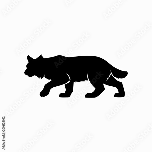Black silhouette cat walking